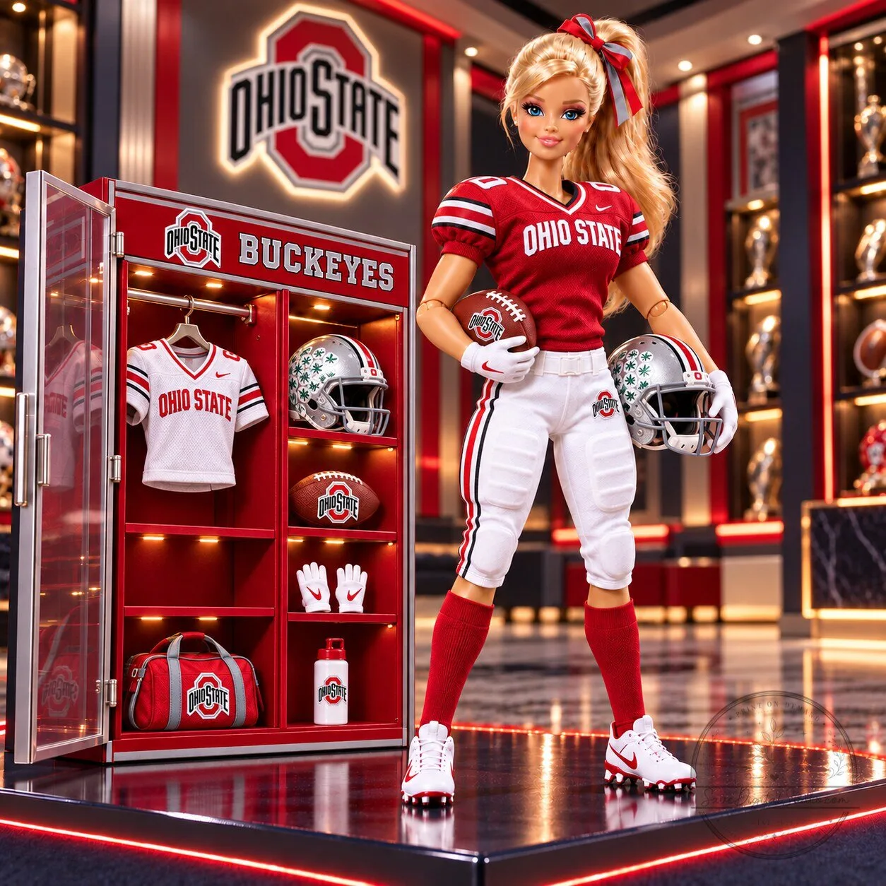 Ohio State Buckeyes Barbie Doll Football Player Collectible Figurine