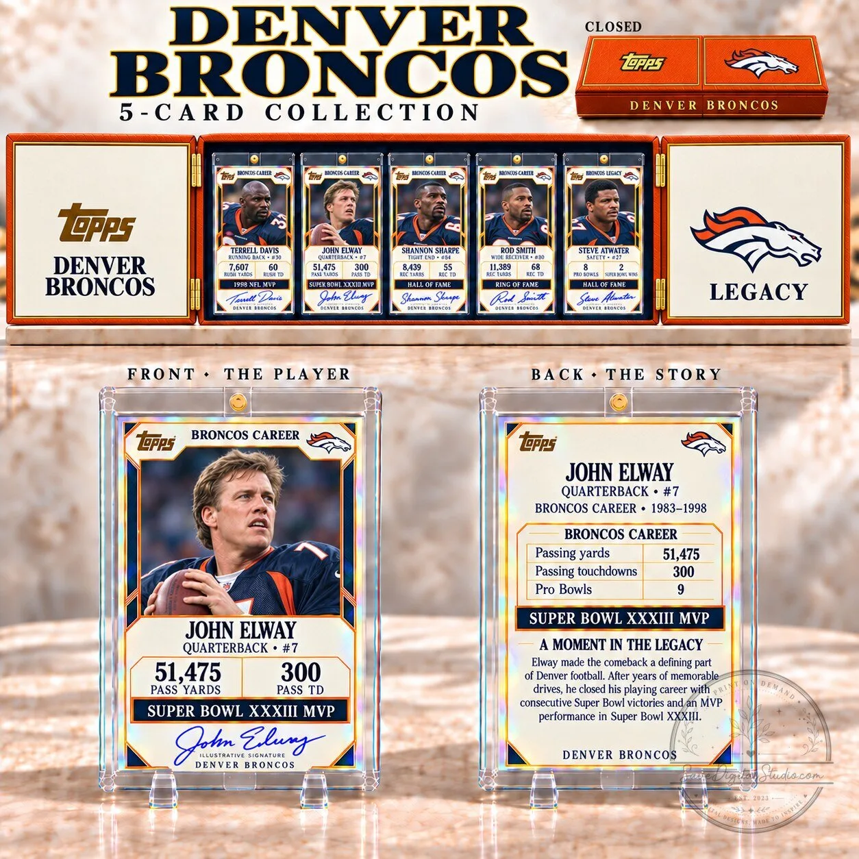 Denver Broncos John Elway Topps Football Card Collection Box Set