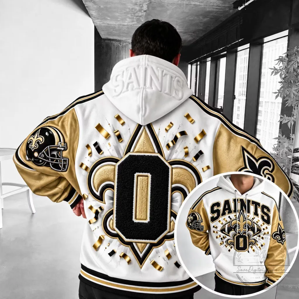 New Orleans Saints Football Team Black and Gold Fleur de Lis Hoodie New Orleans Saints Football Team Black and Gold Fleur de Lis Hoodie