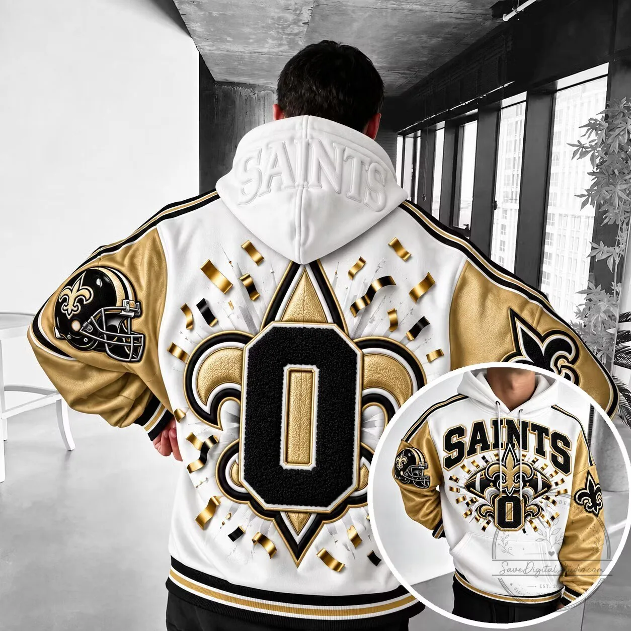 New Orleans Saints Football Team Black and Gold Fleur de Lis Hoodie 1 New Orleans Saints Football Team Black and Gold Fleur de Lis Hoodie