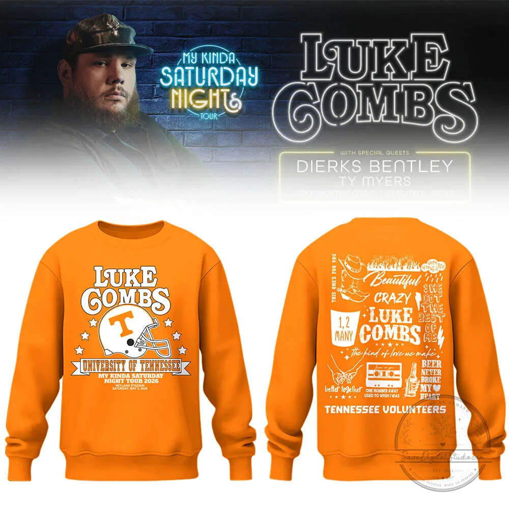 2026 My Kinda Saturday Night Tour Sweatshirt featuring Luke Combs at Neyland Stadium 3 2026 My Kinda Saturday Night Tour Sweatshirt featuring Luke Combs at Neyland Stadium