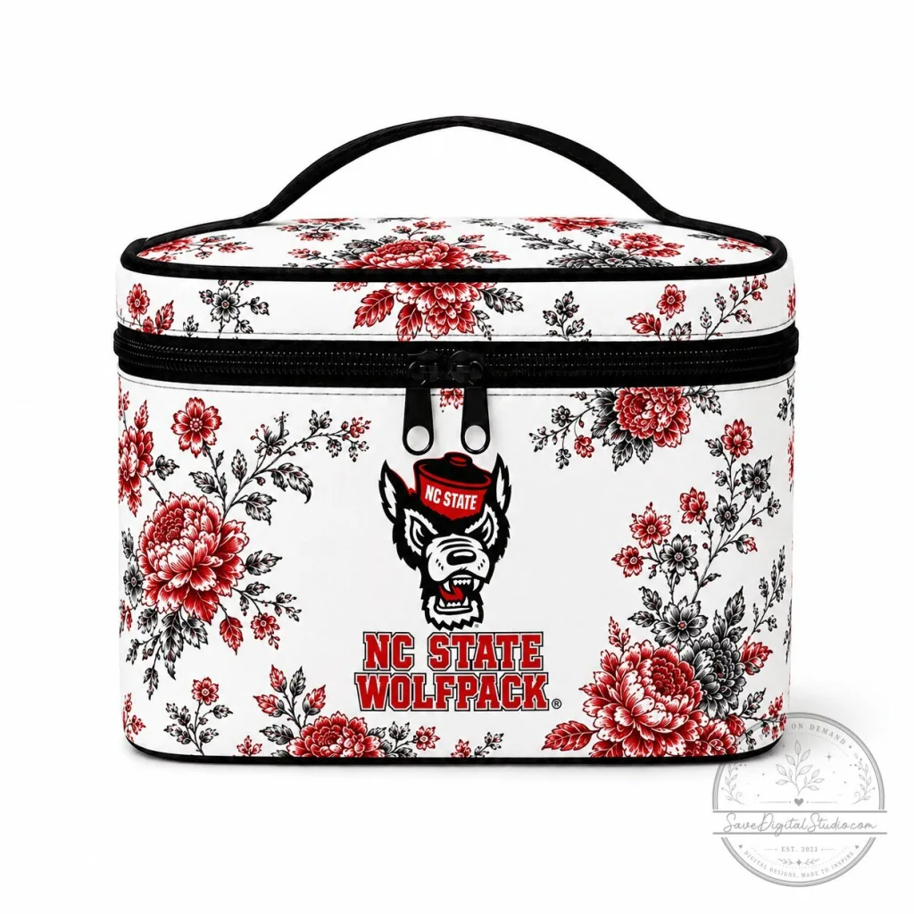 NC State Wolfpack Floral Pattern Cosmetic Bag NC State Wolfpack Floral Pattern Cosmetic Bag
