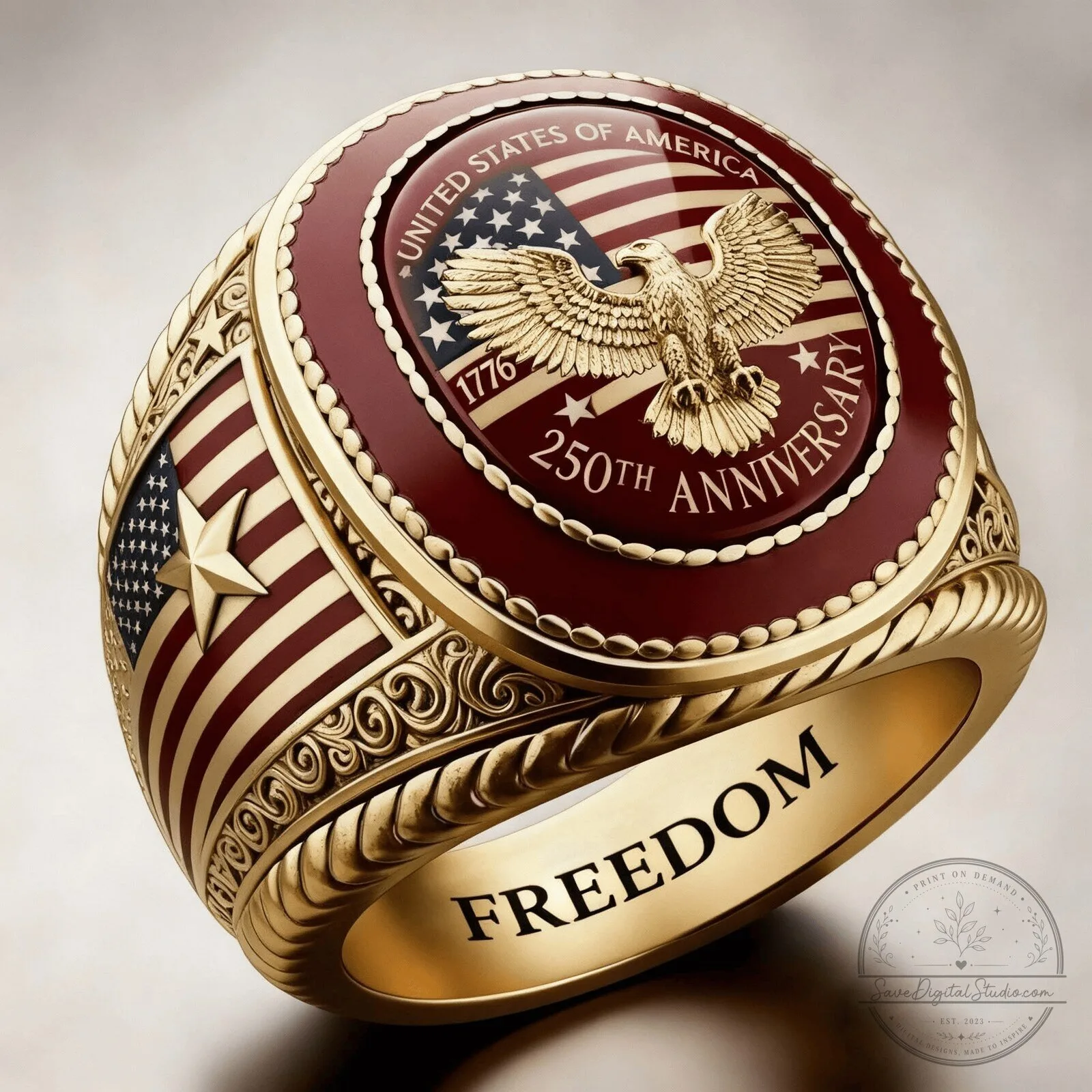 United States of America 250th Anniversary Freedom Gold Ring