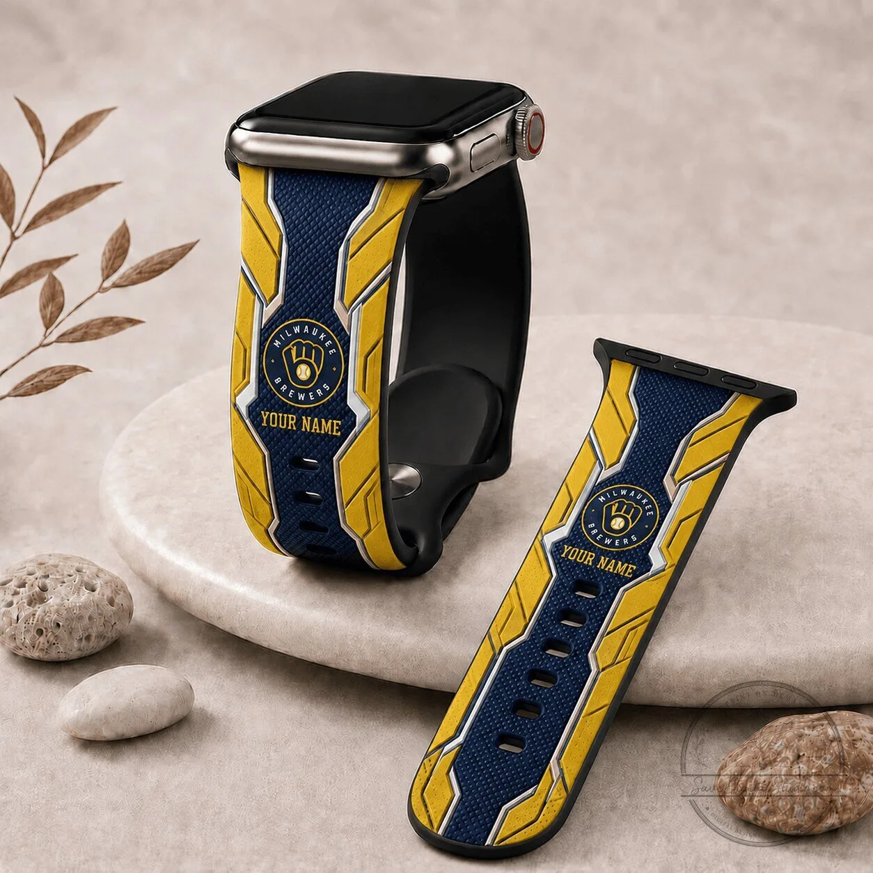 Milwaukee Brewers Baseball Team Custom Name Smartwatch Band