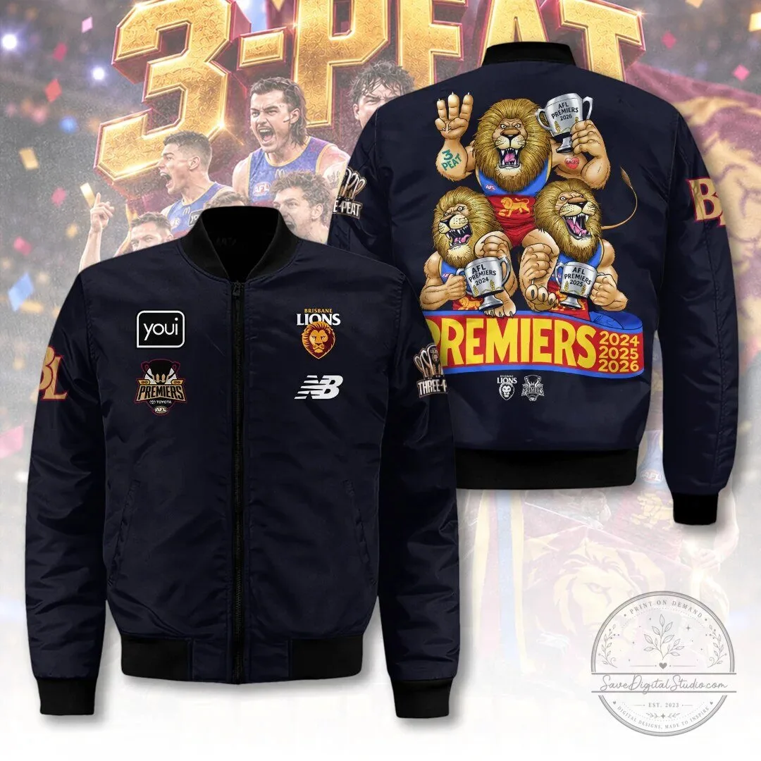 Brisbane Lions AFL Premiers 2024 2025 2026 Bomber Jacket