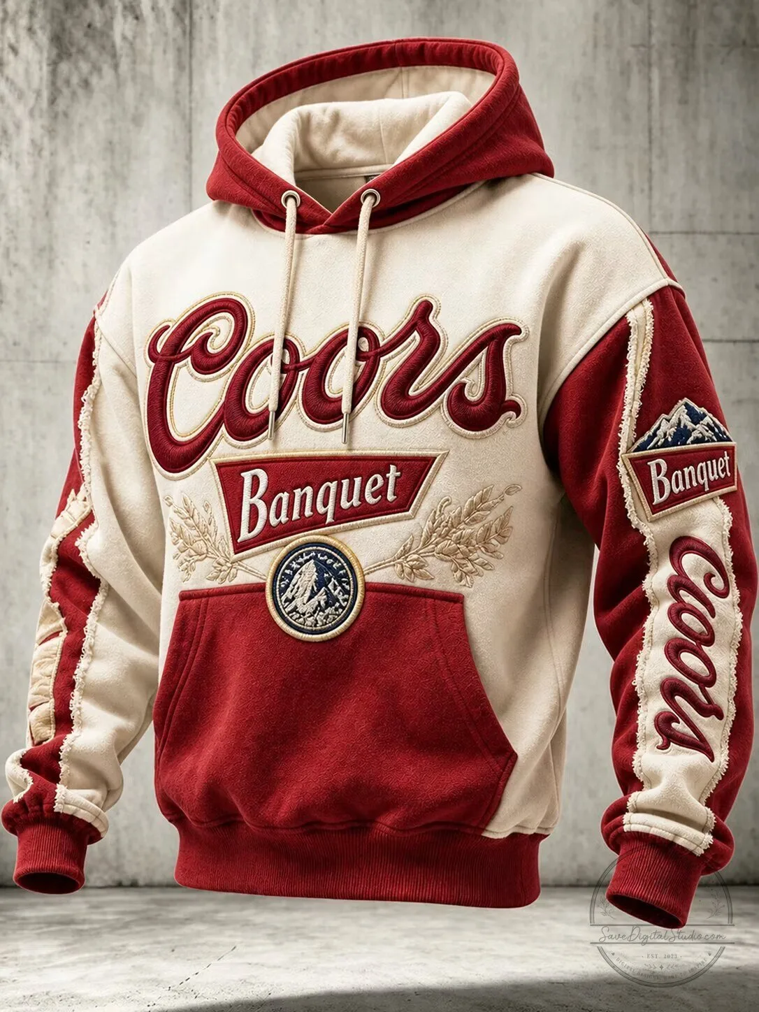 Coors Banquet Beer Vintage Style Embroidered Hoodie