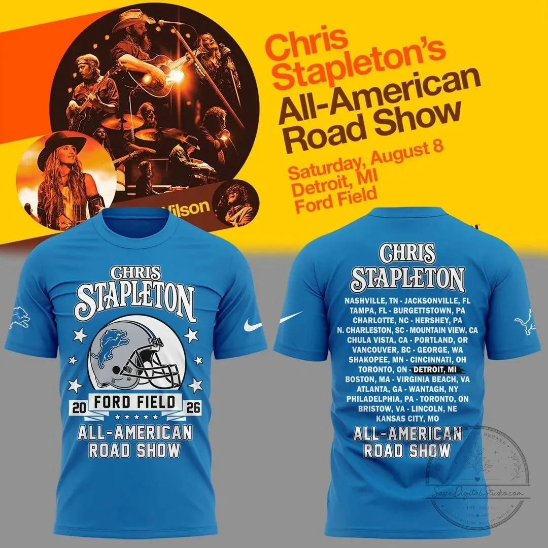 Detroit Lions Ford Field T-Shirt for Chris Stapleton All-American Road Show 2 Detroit Lions Ford Field T-Shirt for Chris Stapleton All-American Road Show