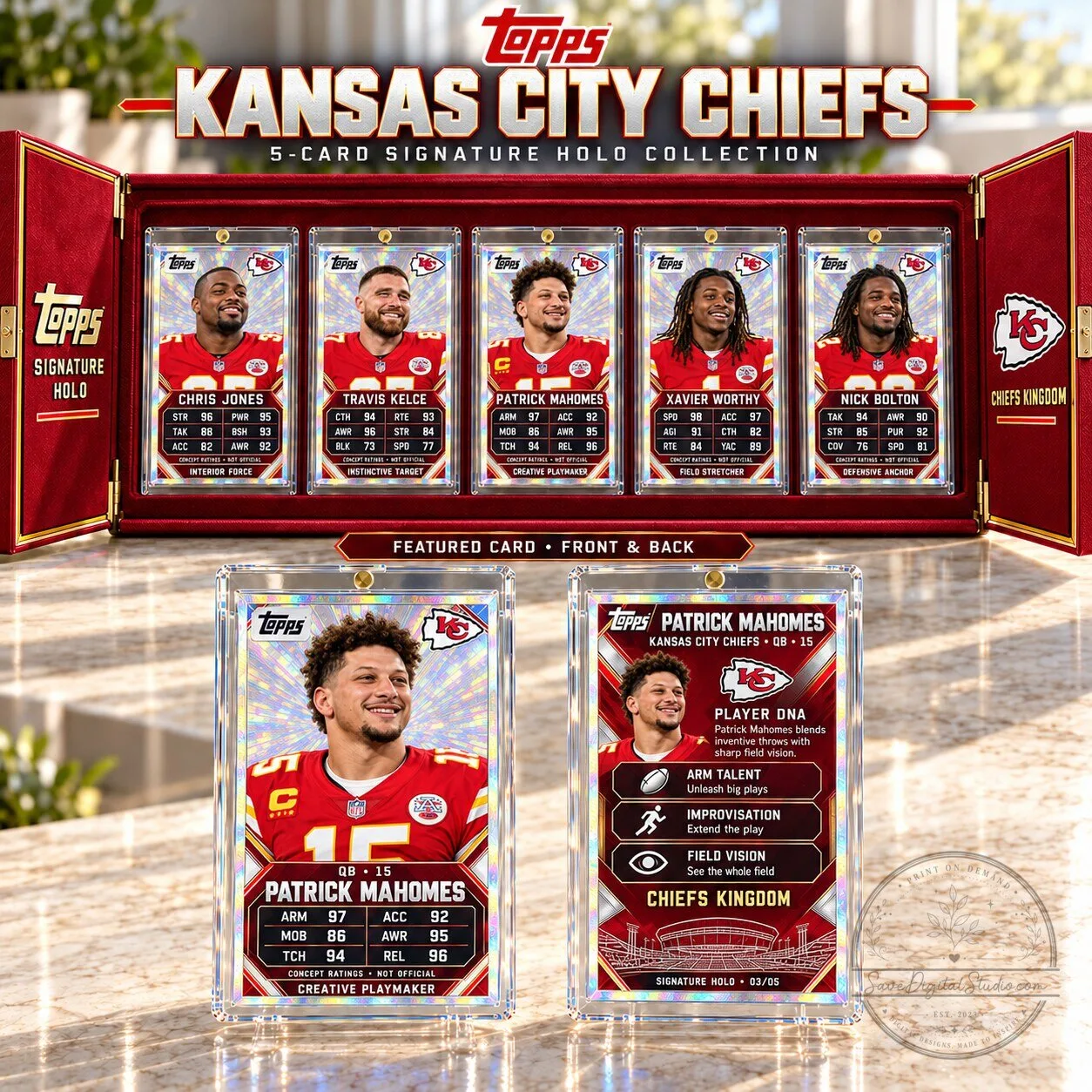 Kansas City Chiefs Patrick Mahomes Topps Signature Holo Football Card Set