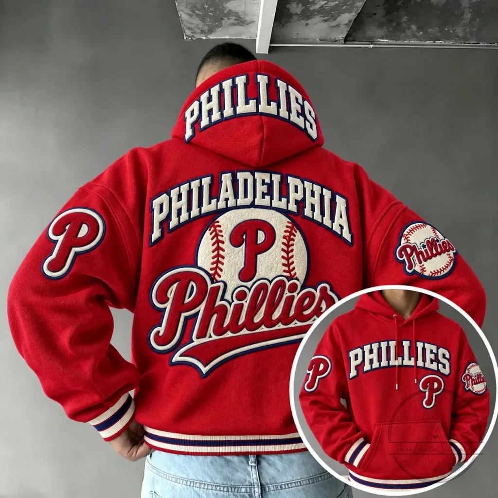 Philadelphia Phillies Baseball Team Red Embroidered Hoodie Philadelphia Phillies Baseball Team Red Embroidered Hoodie