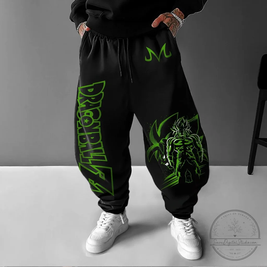 Dragon Ball Z Broly Super Saiyan Green Logo Black Casual Pants Dragon Ball Z Broly Super Saiyan Green Logo Black Casual Pants