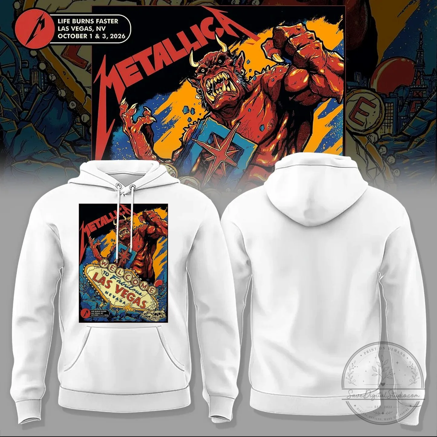 Metallica Life Burns Faster Las Vegas M72 World Tour Concert Hoodie 1 Metallica Life Burns Faster Las Vegas M72 World Tour Concert Hoodie