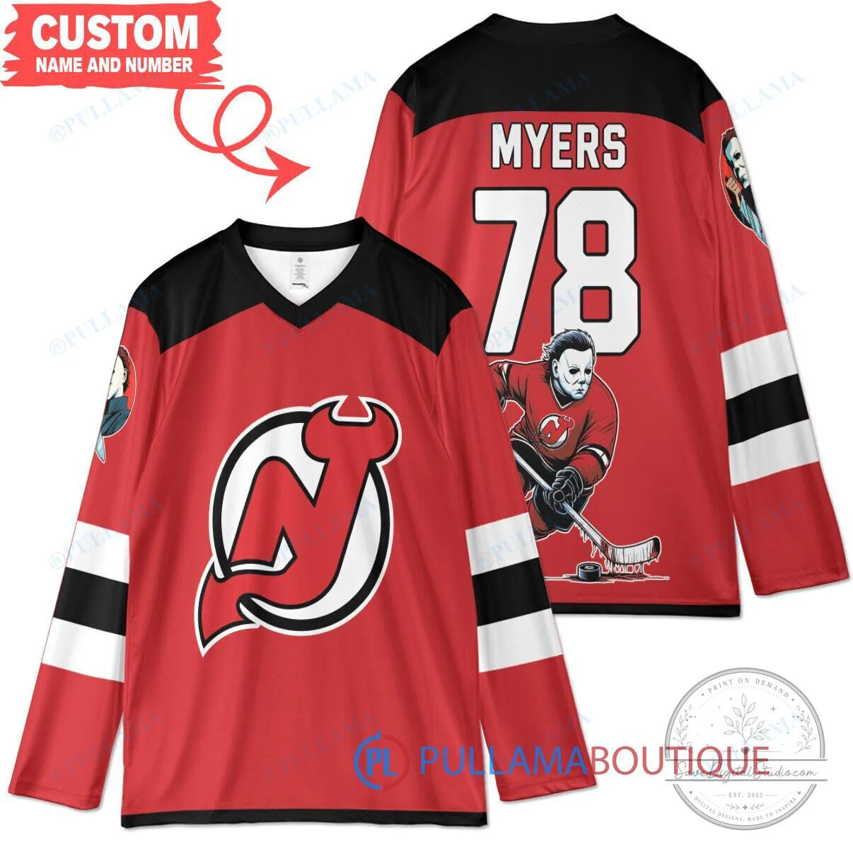 New Jersey Devils Michael Myers Halloween Custom Hockey Jersey