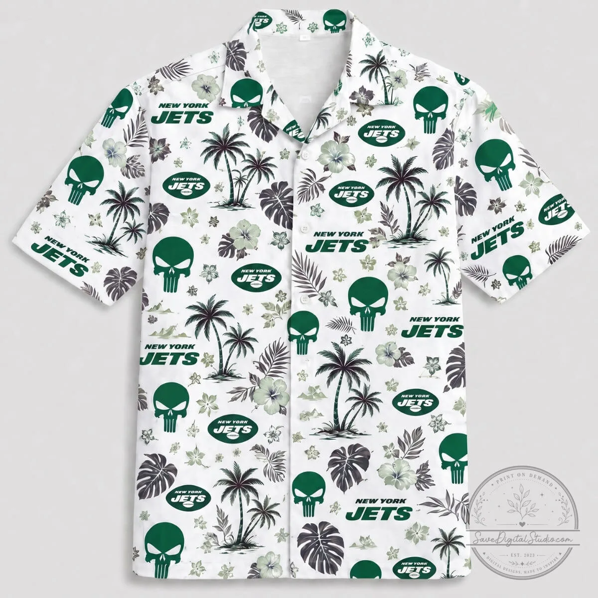 New York Jets Skull Island Hawaiian Shirt for Jets Fan Outfit