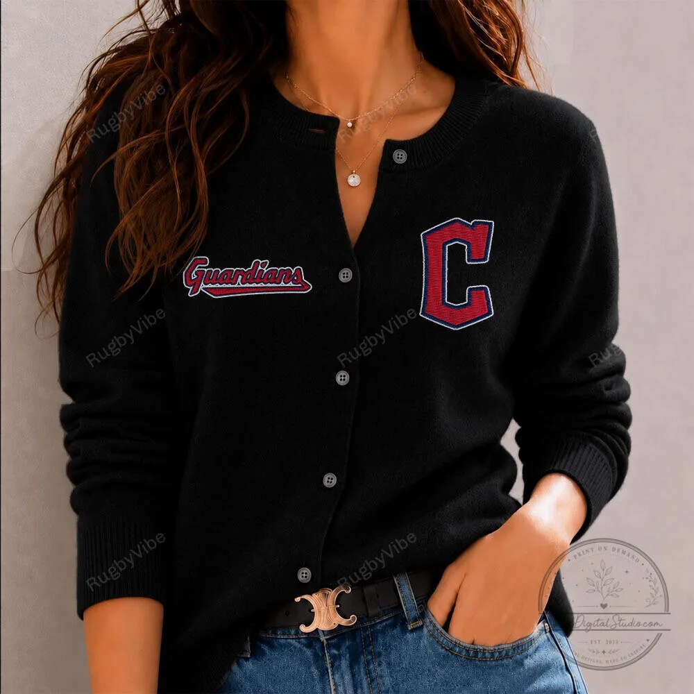 Cleveland Guardians Baseball Team Embroidered Button Cardigan Sweater 1 Cleveland Guardians Baseball Team Embroidered Button Cardigan Sweater