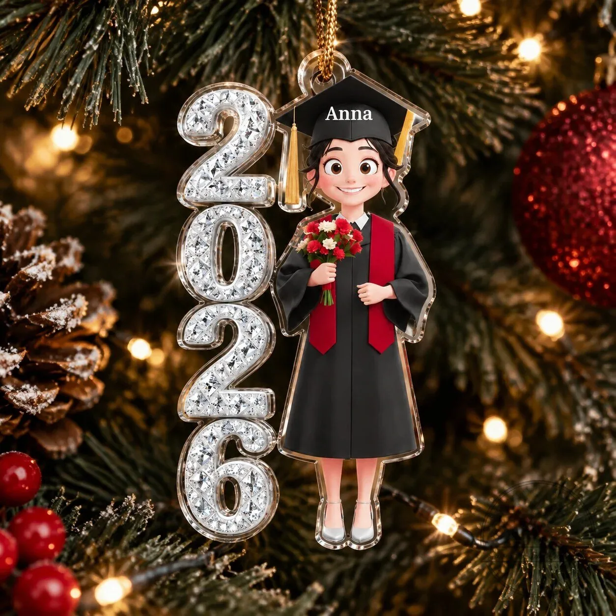 Personalized 2026 Graduation Girl Keepsake Acrylic Christmas Tree Ornament 7 Personalized 2026 Graduation Girl Keepsake Acrylic Christmas Tree Ornament