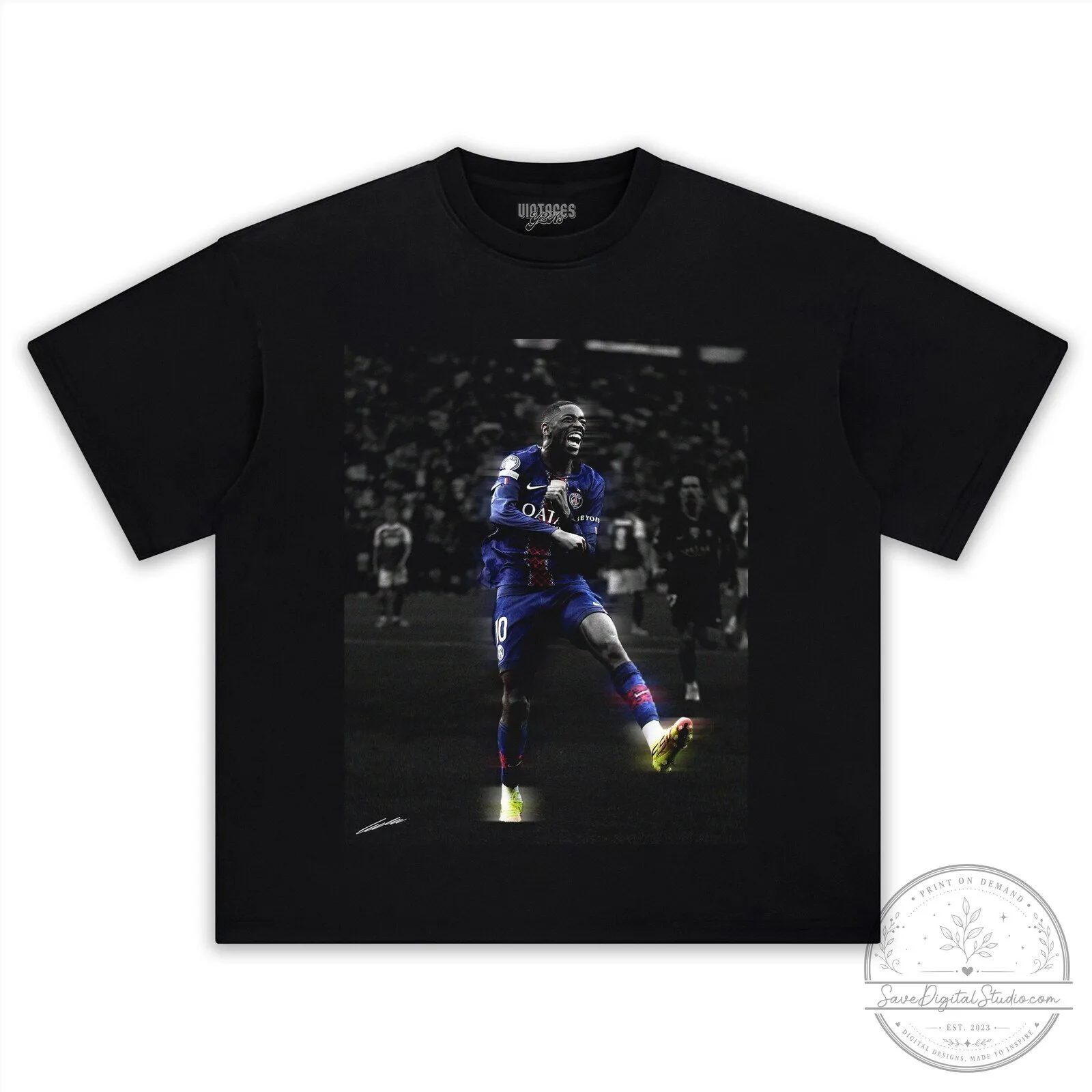 Ousmane Dembele Paris Saint-Germain Football Celebration Black T-Shirt