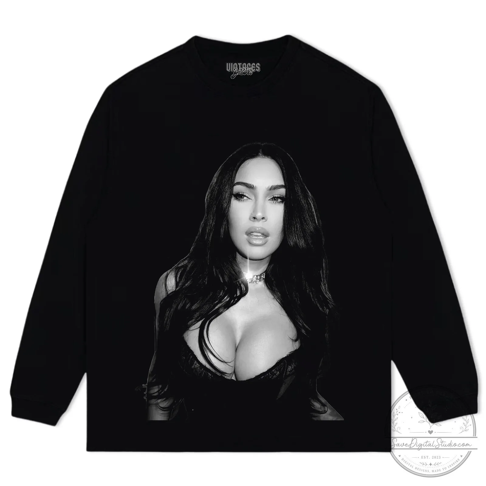 Black and White Portrait T-Shirt Featuring Megan Fox 12 Black and White Portrait T-Shirt Featuring Megan Fox