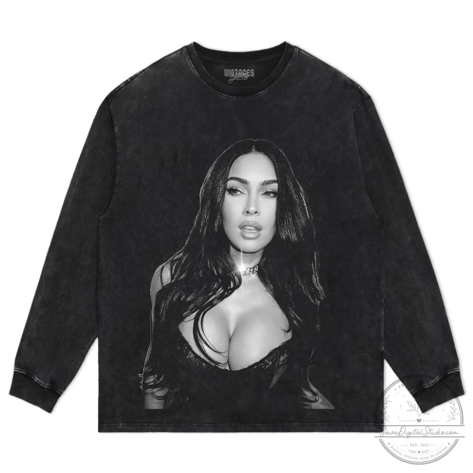Black and White Portrait T-Shirt Featuring Megan Fox 13 Black and White Portrait T-Shirt Featuring Megan Fox