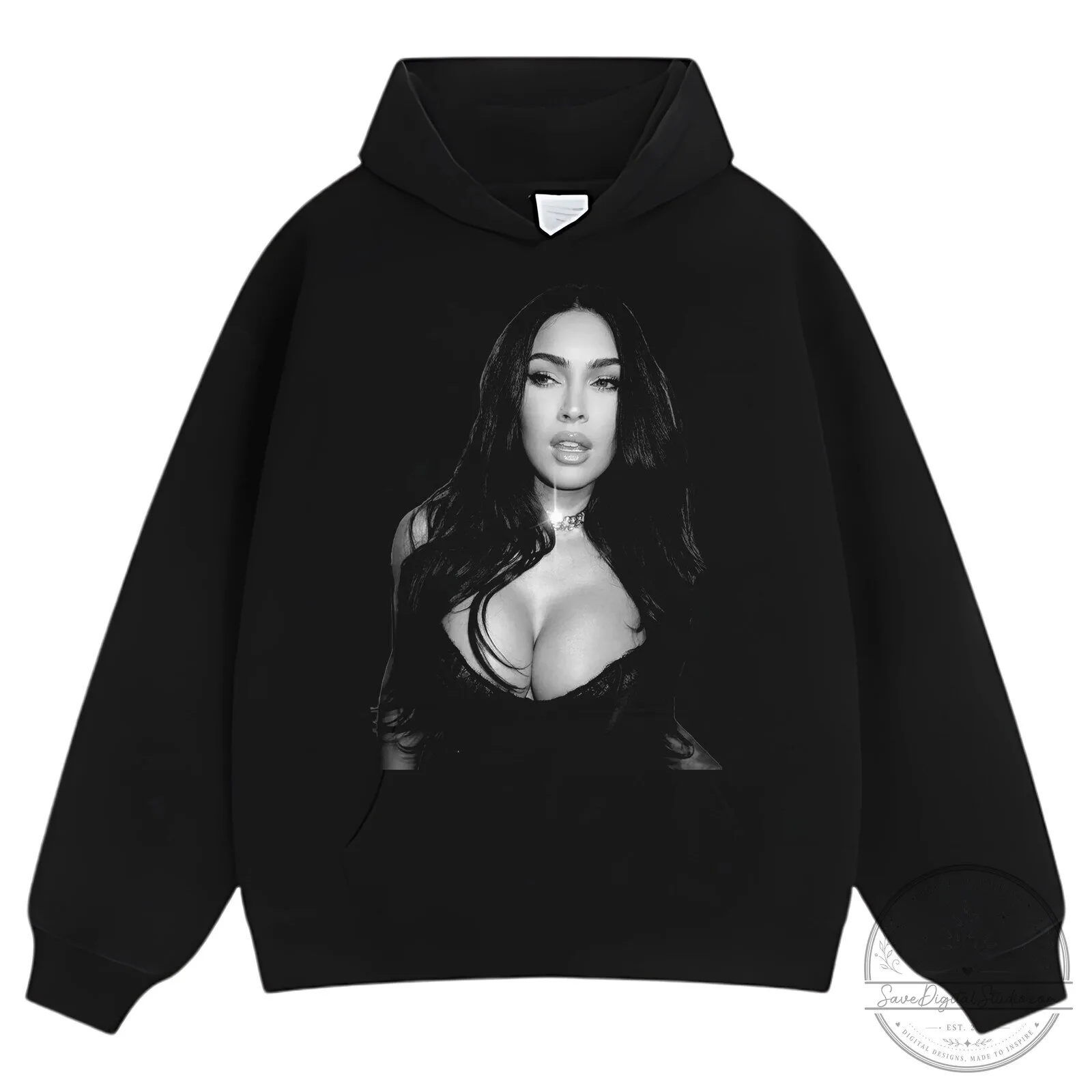 Black and White Portrait T-Shirt Featuring Megan Fox 15 Black and White Portrait T-Shirt Featuring Megan Fox