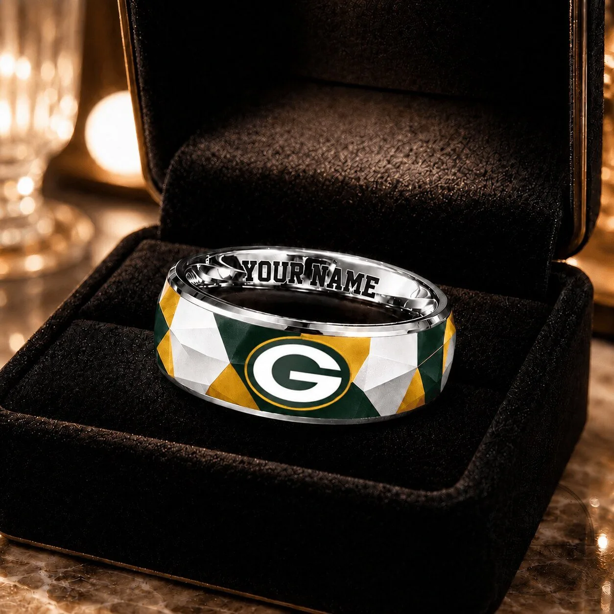 Green Bay Packers NFL Team Logo Personalized Custom Name Ring