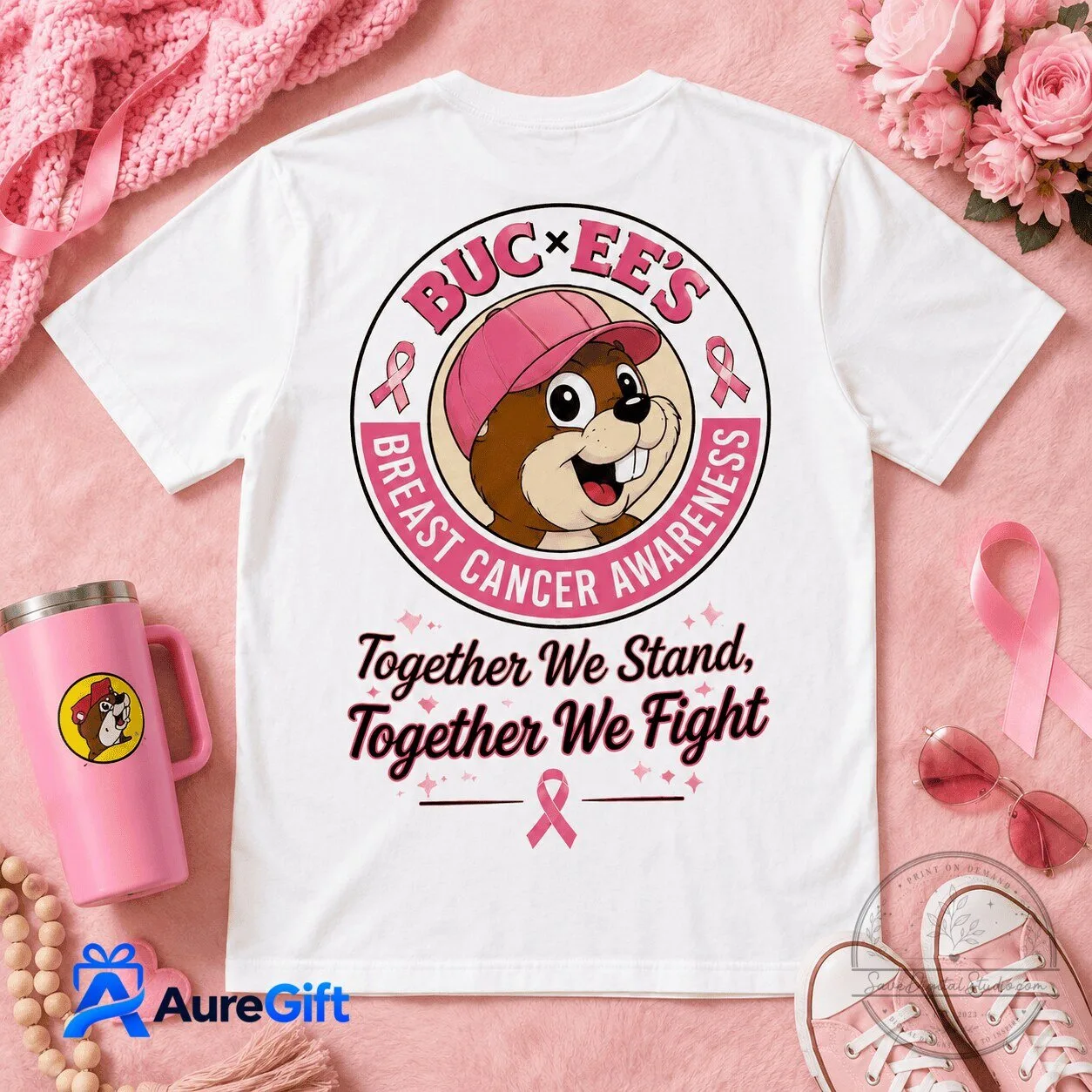 Buc-ee’s Breast Cancer Awareness Together We Stand Together We Fight T-Shirt