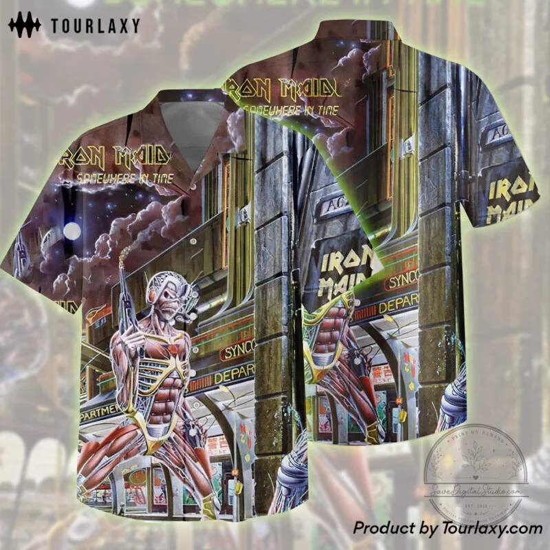 Hawaiian Shirt with Iron Maiden's Artwork from Somewhere in Time Album