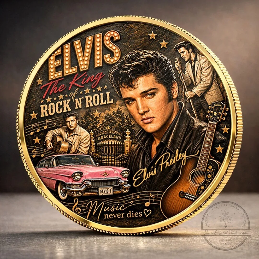 Commemorative Gold Coin featuring Elvis Presley, the King of Rock and Roll