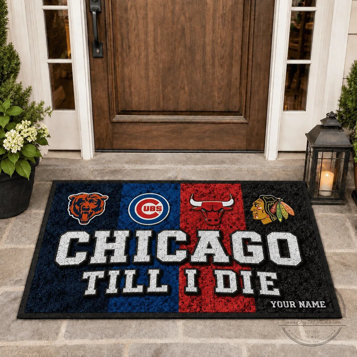 Chicago Till I Die Sports Fan Personalized Doormat