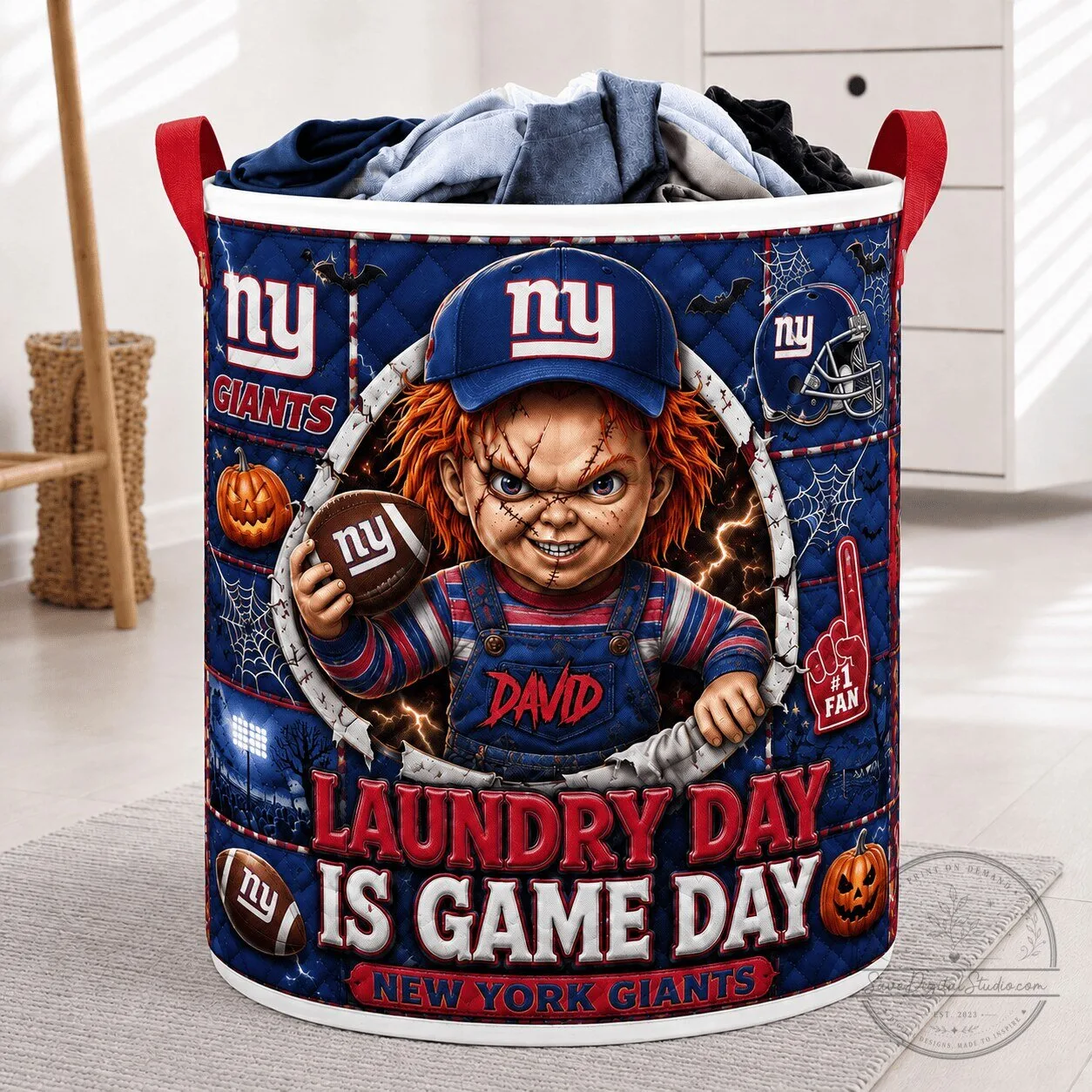 New York Giants Chucky Halloween Laundry Day Is Game Day Laundry Basket
