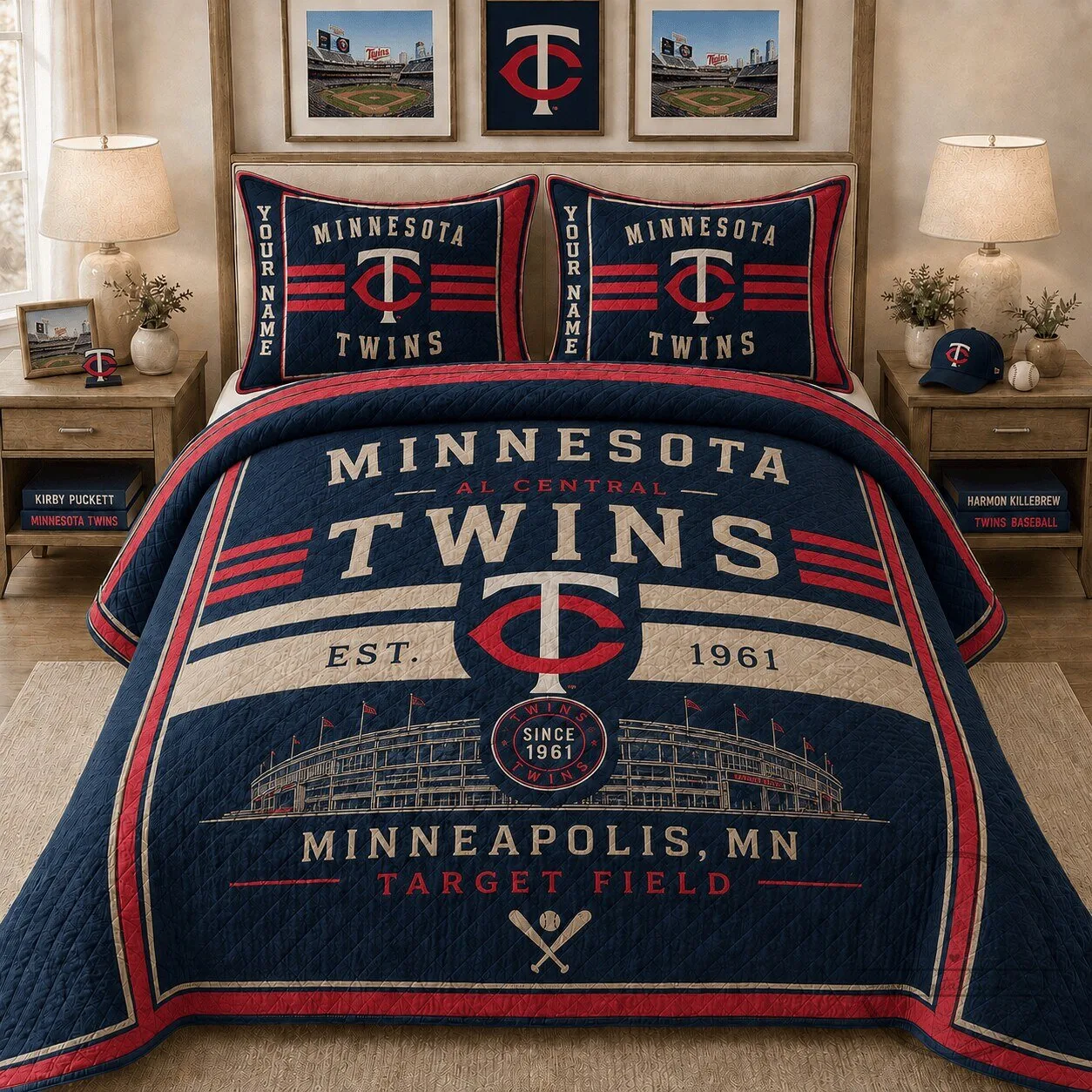 Minnesota Twins Baseball Team Personalized Quilt Bedding Set