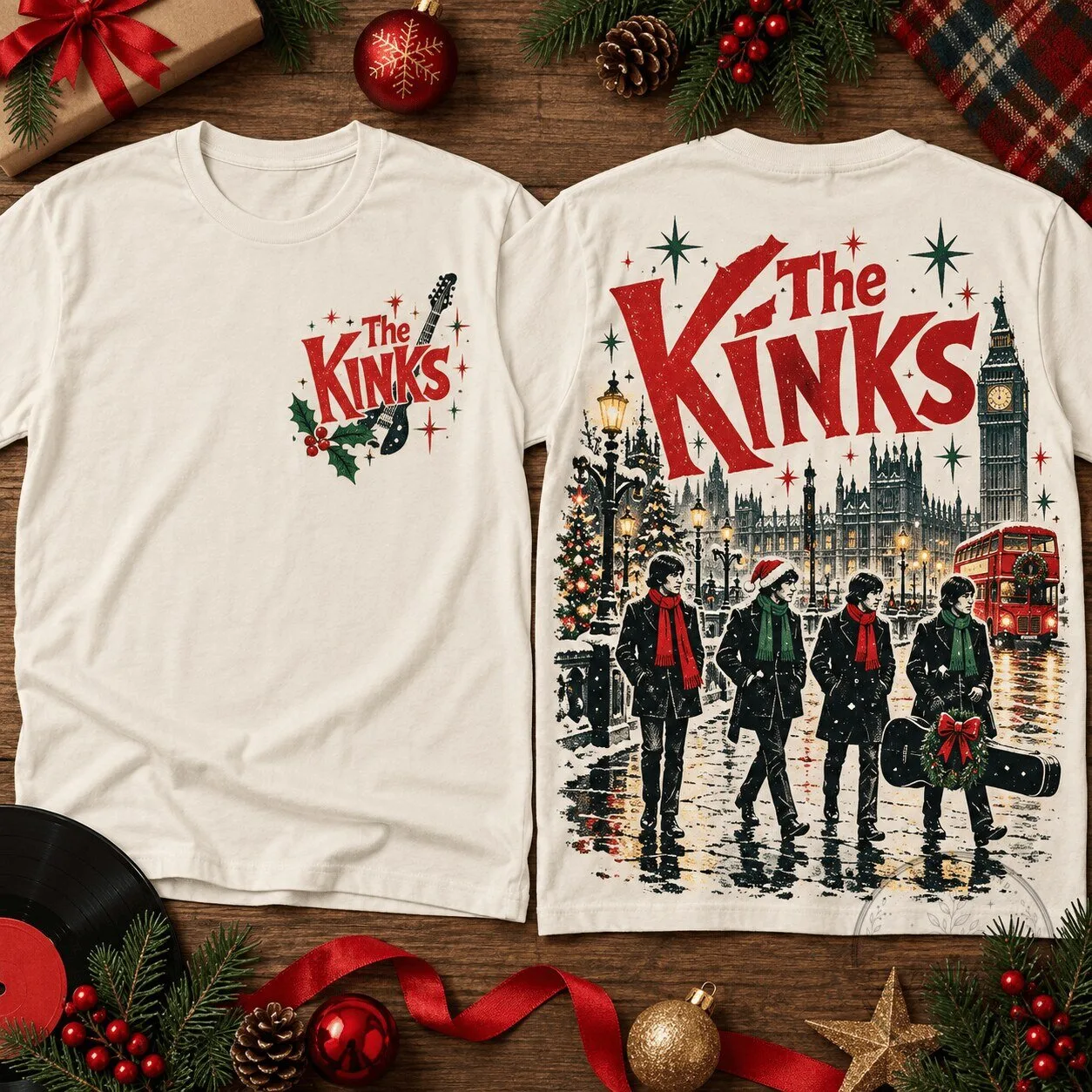 The Kinks Christmas London Rock Band Holiday T-Shirt