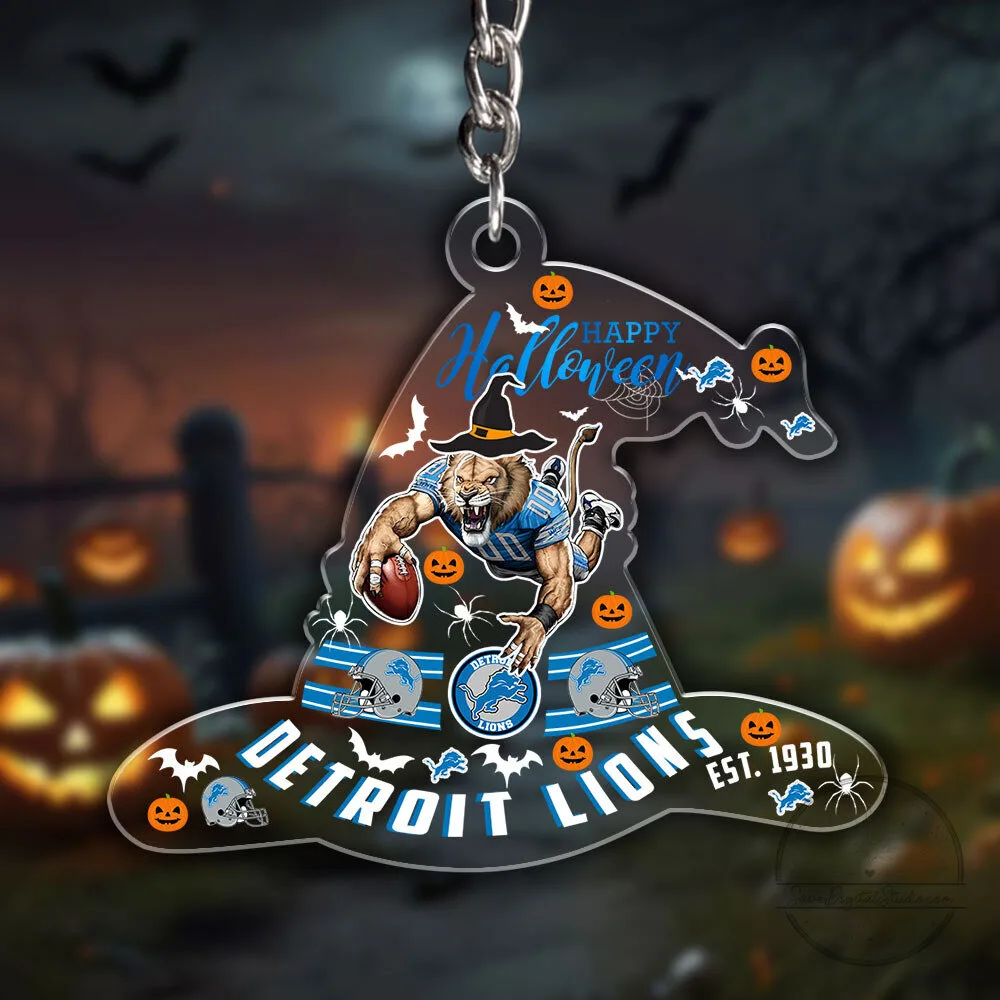 Detroit Lions Halloween Witch Hat Acrylic Keychain 1 Detroit Lions Halloween Witch Hat Acrylic Keychain