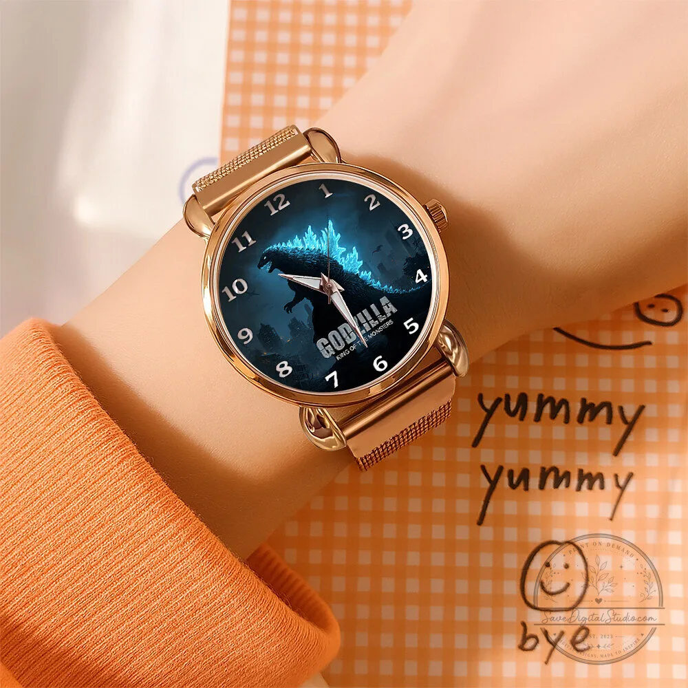 Godzilla King of the Monsters Women's Rose Gold Mesh Strap Watch 6 Godzilla King of the Monsters Women