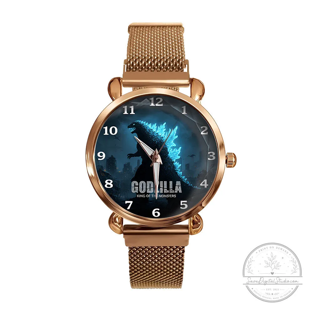 Godzilla King of the Monsters Women's Rose Gold Mesh Strap Watch 7 Godzilla King of the Monsters Women