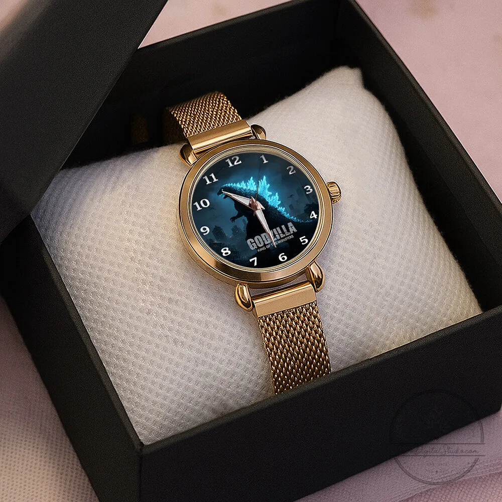 Godzilla King of the Monsters Women's Rose Gold Mesh Strap Watch 8 Godzilla King of the Monsters Women