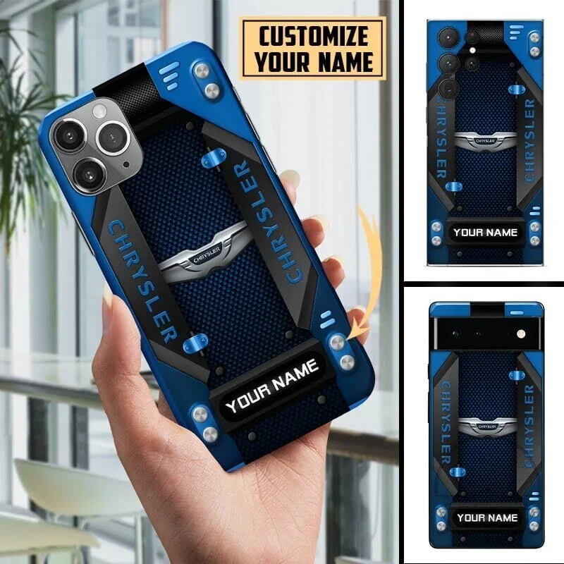 Chrysler Logo Custom Name Blue Carbon Fiber Style Personalized Phone Case 8 Chrysler Logo Custom Name Blue Carbon Fiber Style Personalized Phone Case