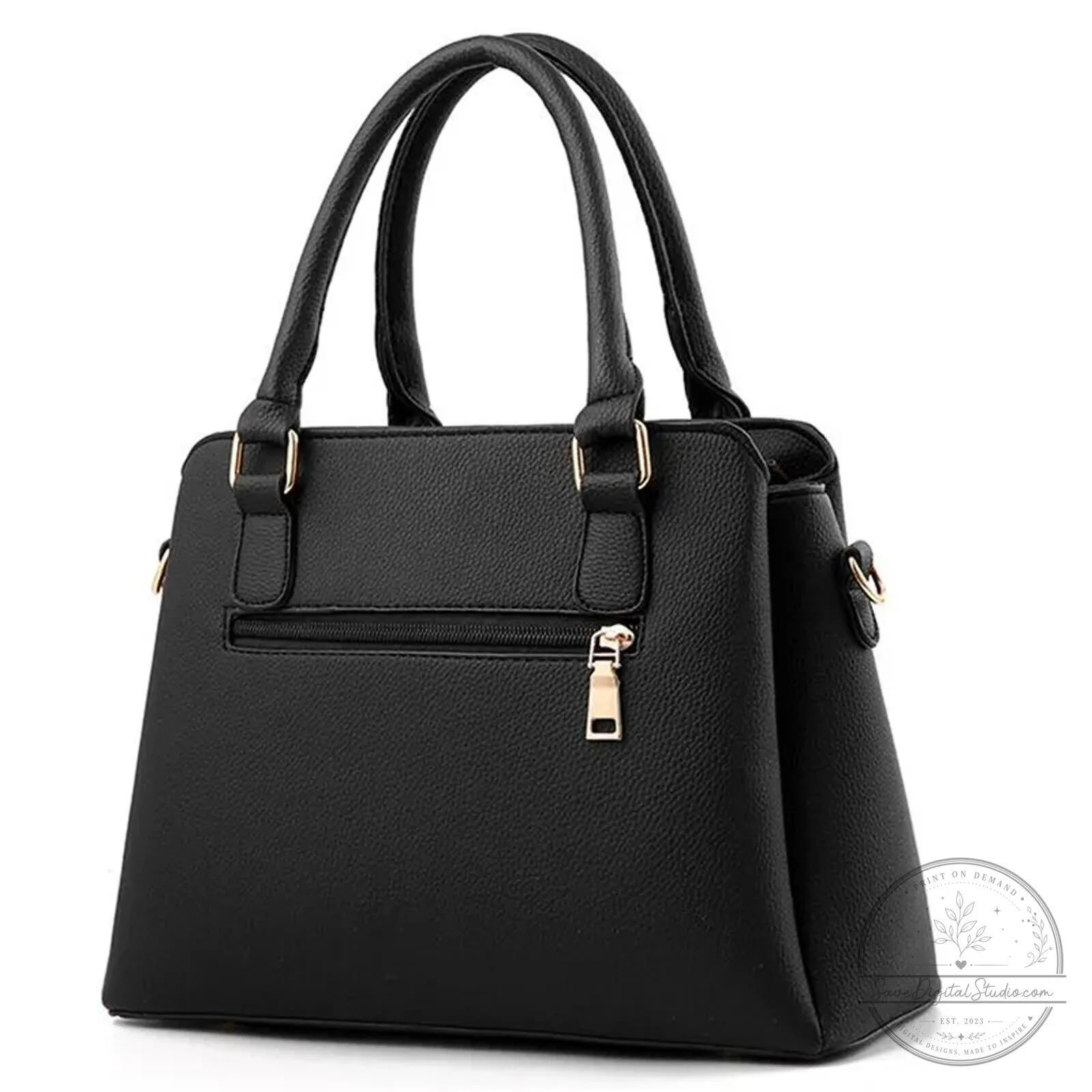 Fiat Car Logo Personalized Name Black Leather Women's Handbag 25 Fiat Car Logo Personalized Name Black Leather Women