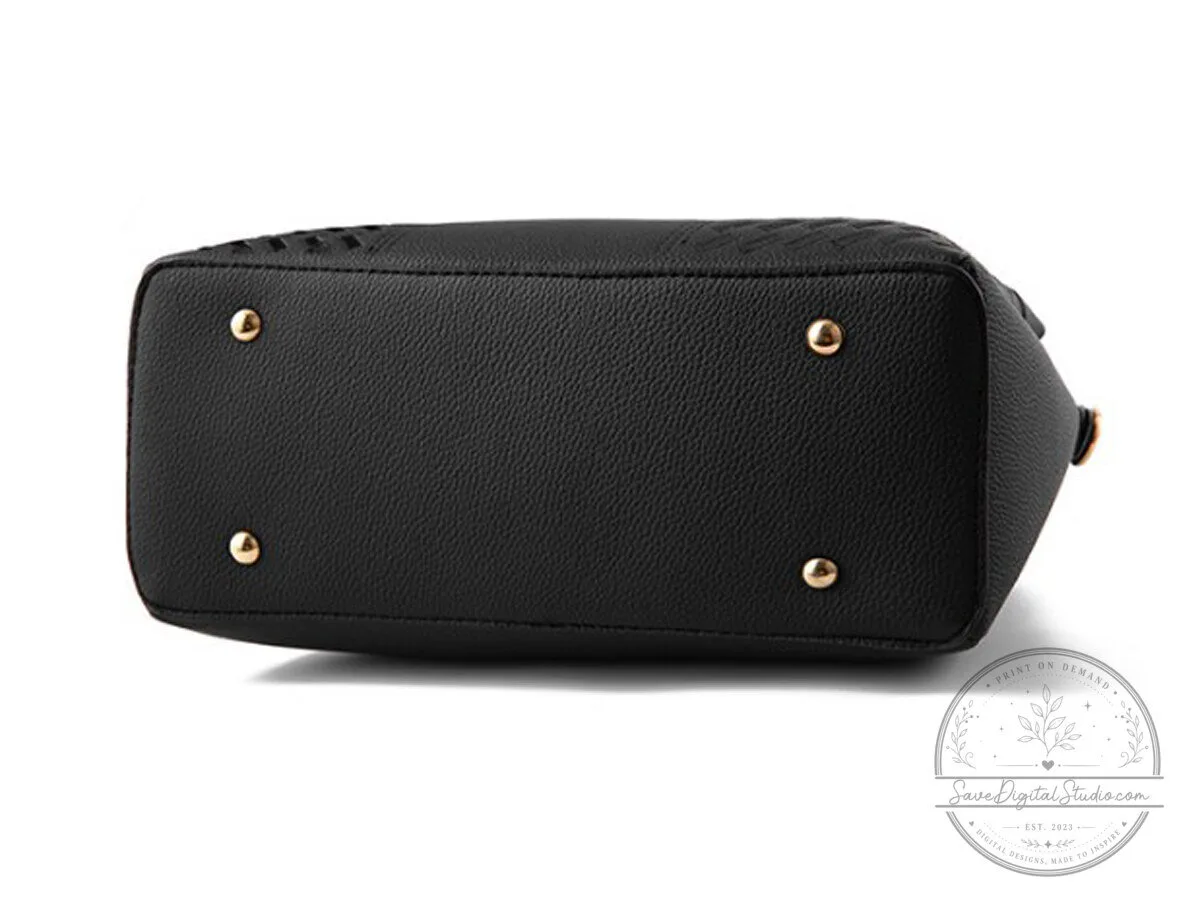 Fiat Car Logo Personalized Name Black Leather Women's Handbag 26 Fiat Car Logo Personalized Name Black Leather Women