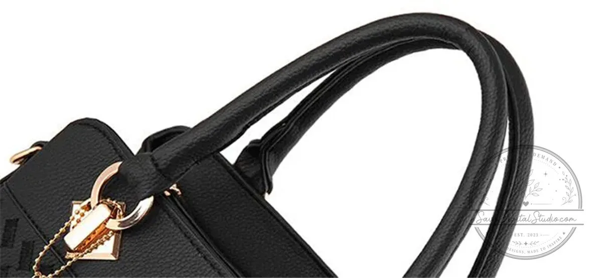 Fiat Car Logo Personalized Name Black Leather Women's Handbag 29 Fiat Car Logo Personalized Name Black Leather Women