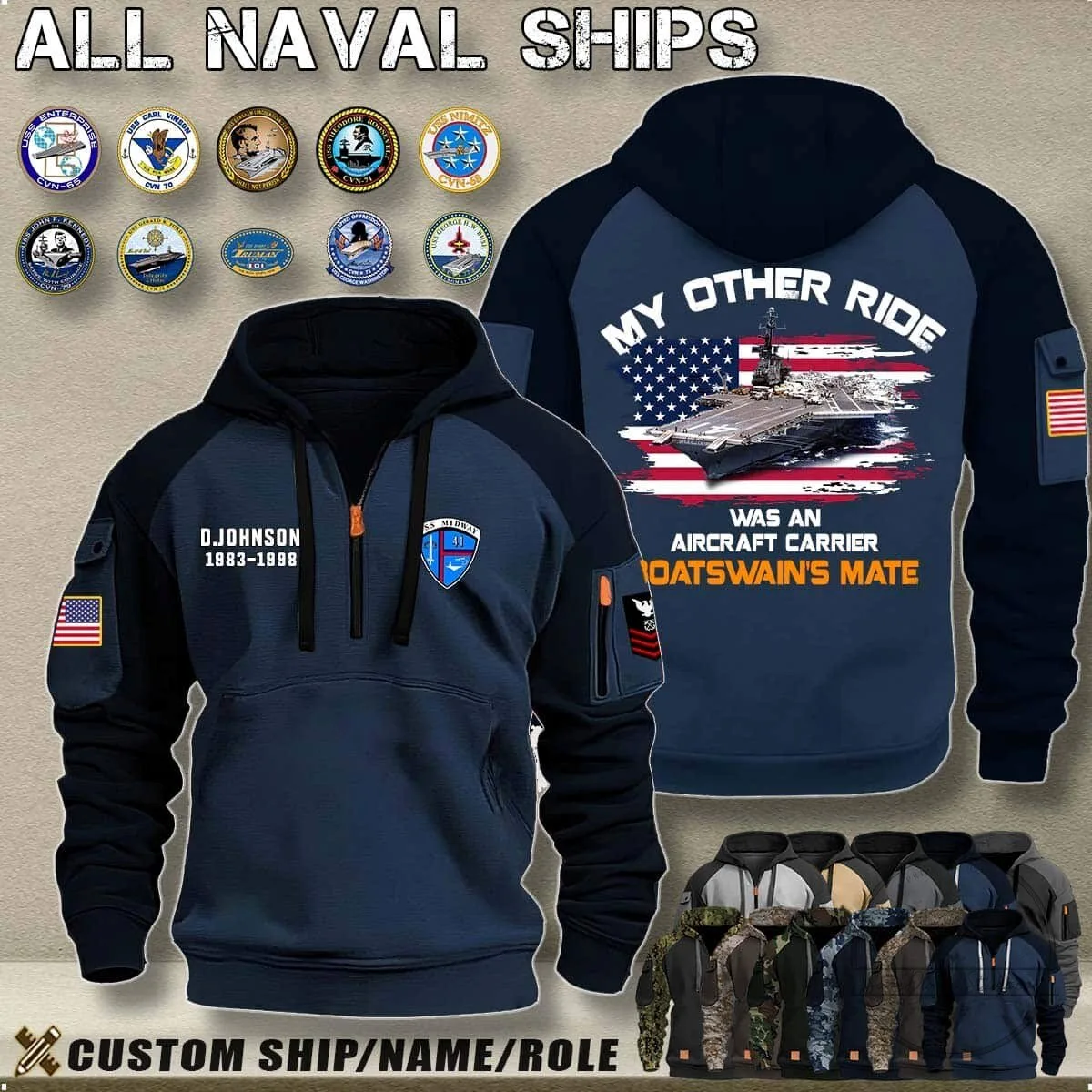 United States Navy Aircraft Carrier Boatswain's Mate Digital Camouflage Hoodie 11 United States Navy Aircraft Carrier Boatswain