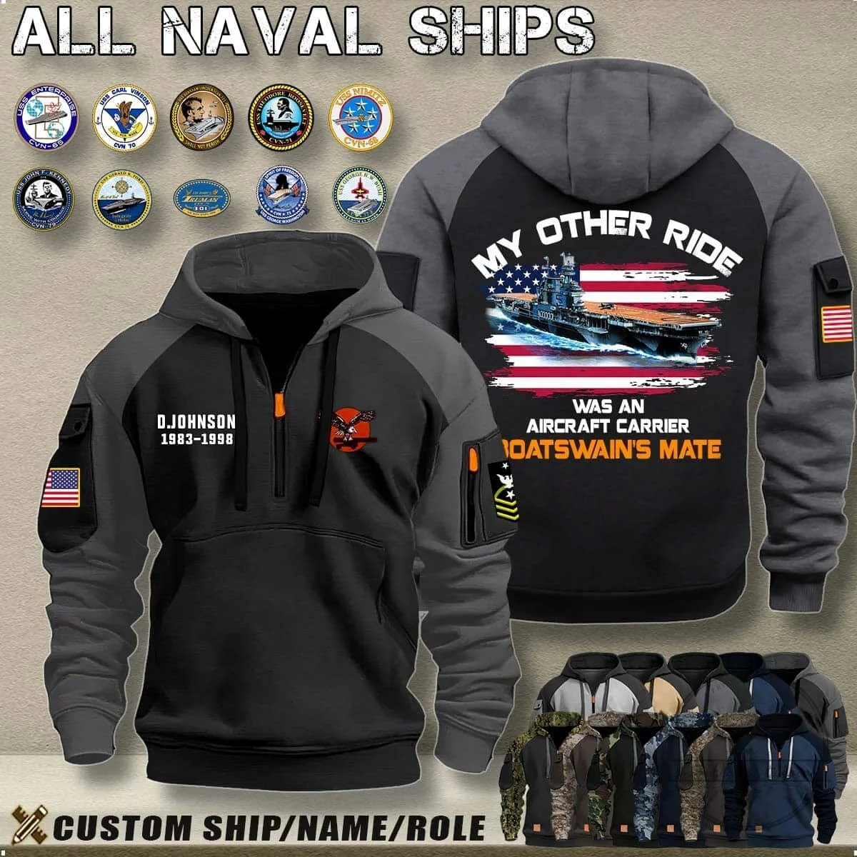 United States Navy Aircraft Carrier Boatswain's Mate Digital Camouflage Hoodie 12 United States Navy Aircraft Carrier Boatswain