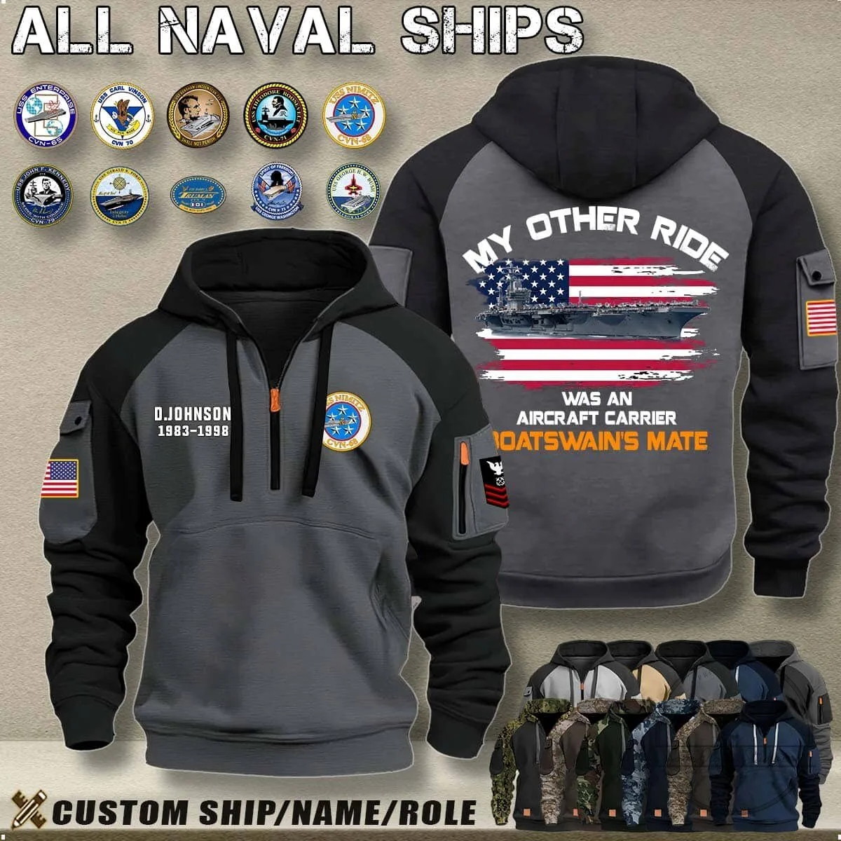 United States Navy Aircraft Carrier Boatswain's Mate Digital Camouflage Hoodie 13 United States Navy Aircraft Carrier Boatswain