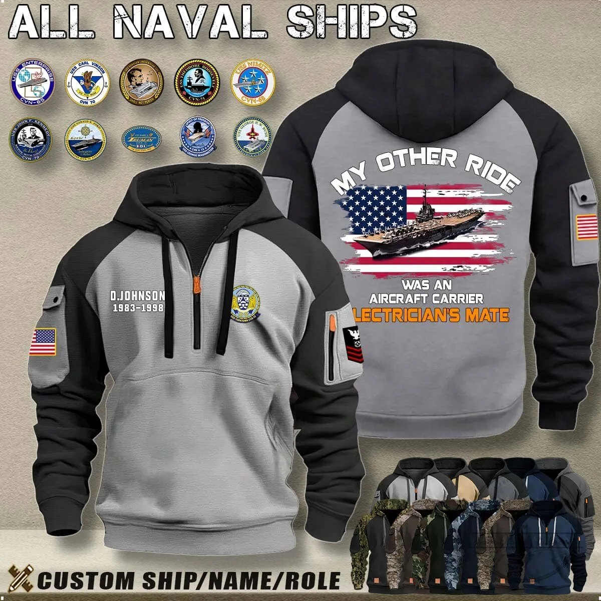 United States Navy Aircraft Carrier Boatswain's Mate Digital Camouflage Hoodie 15 United States Navy Aircraft Carrier Boatswain