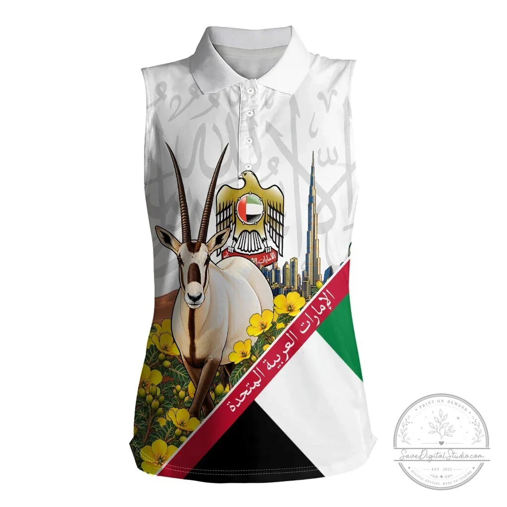United Arab Emirates National Day Arabian Oryx Women's Sleeveless Polo Shirt 7 United Arab Emirates National Day Arabian Oryx Women