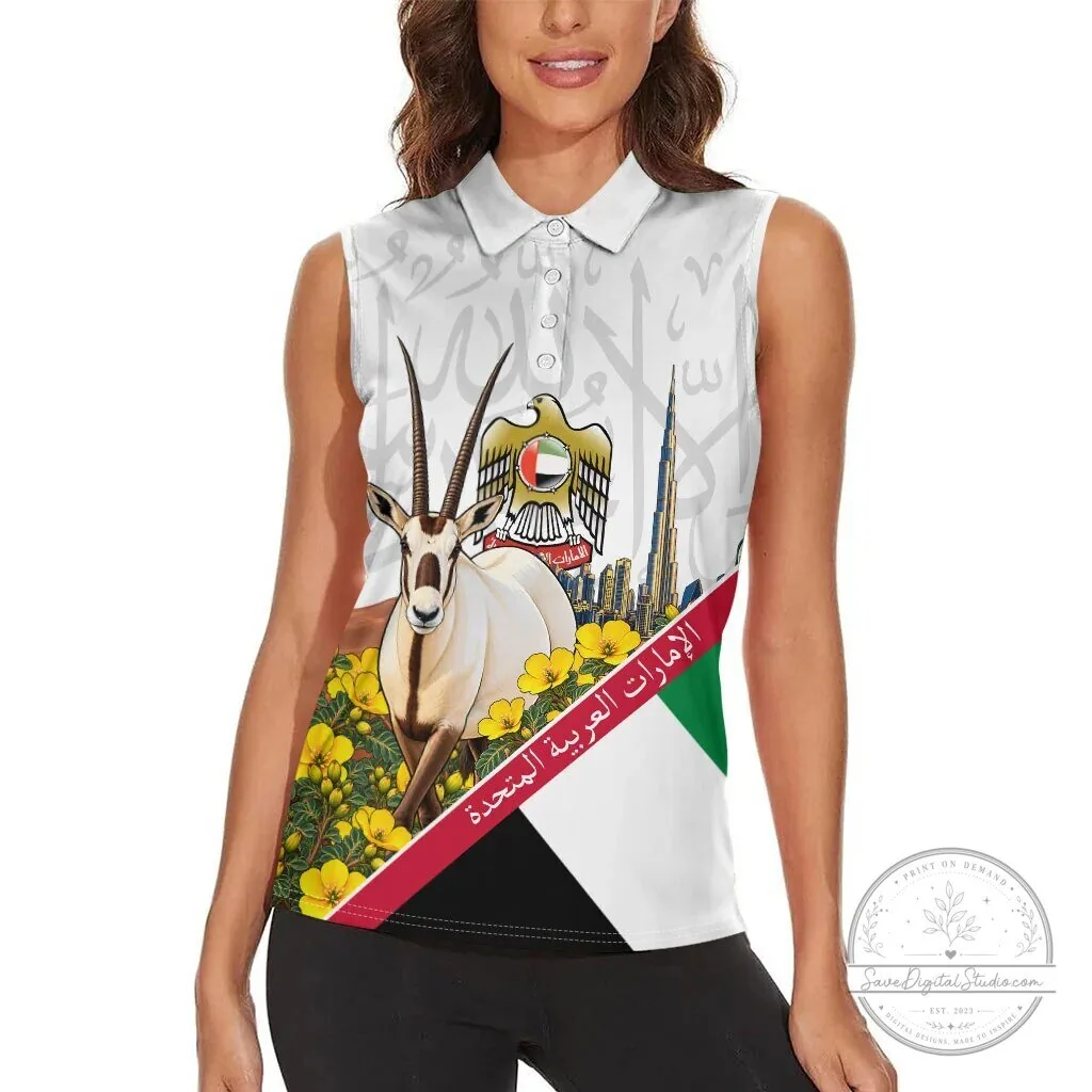 United Arab Emirates National Day Arabian Oryx Women's Sleeveless Polo Shirt 12 United Arab Emirates National Day Arabian Oryx Women