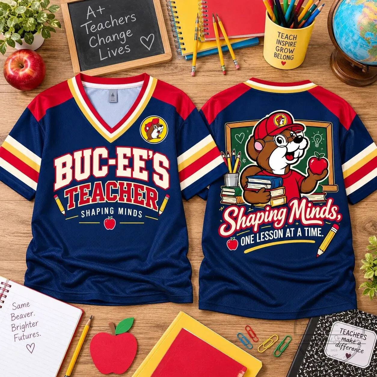 Buc-ee's Teacher Shaping Minds One Lesson At A Time Baseball Jersey 4 Buc-ee