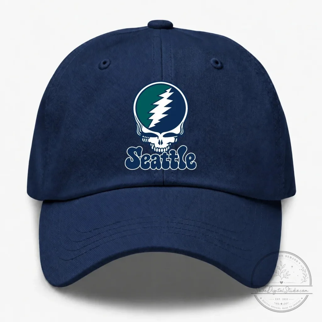 Seattle Grateful Dead Steal Your Face Baseball Cap Hat Seattle Grateful Dead Steal Your Face Baseball Cap Hat