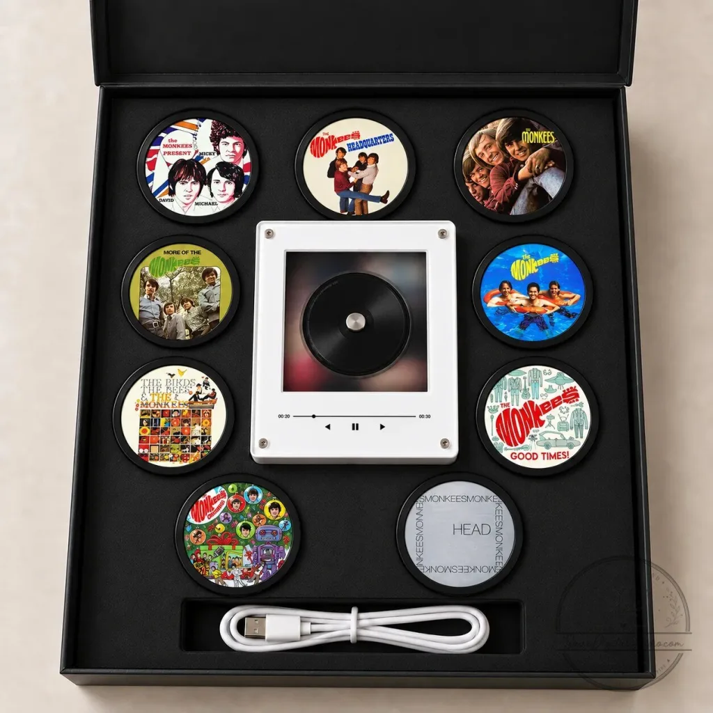 The Monkees Magnetic Music Player Set with Mini Album Discs Display Frame The Monkees Magnetic Music Player Set with Mini Album Discs Display Frame